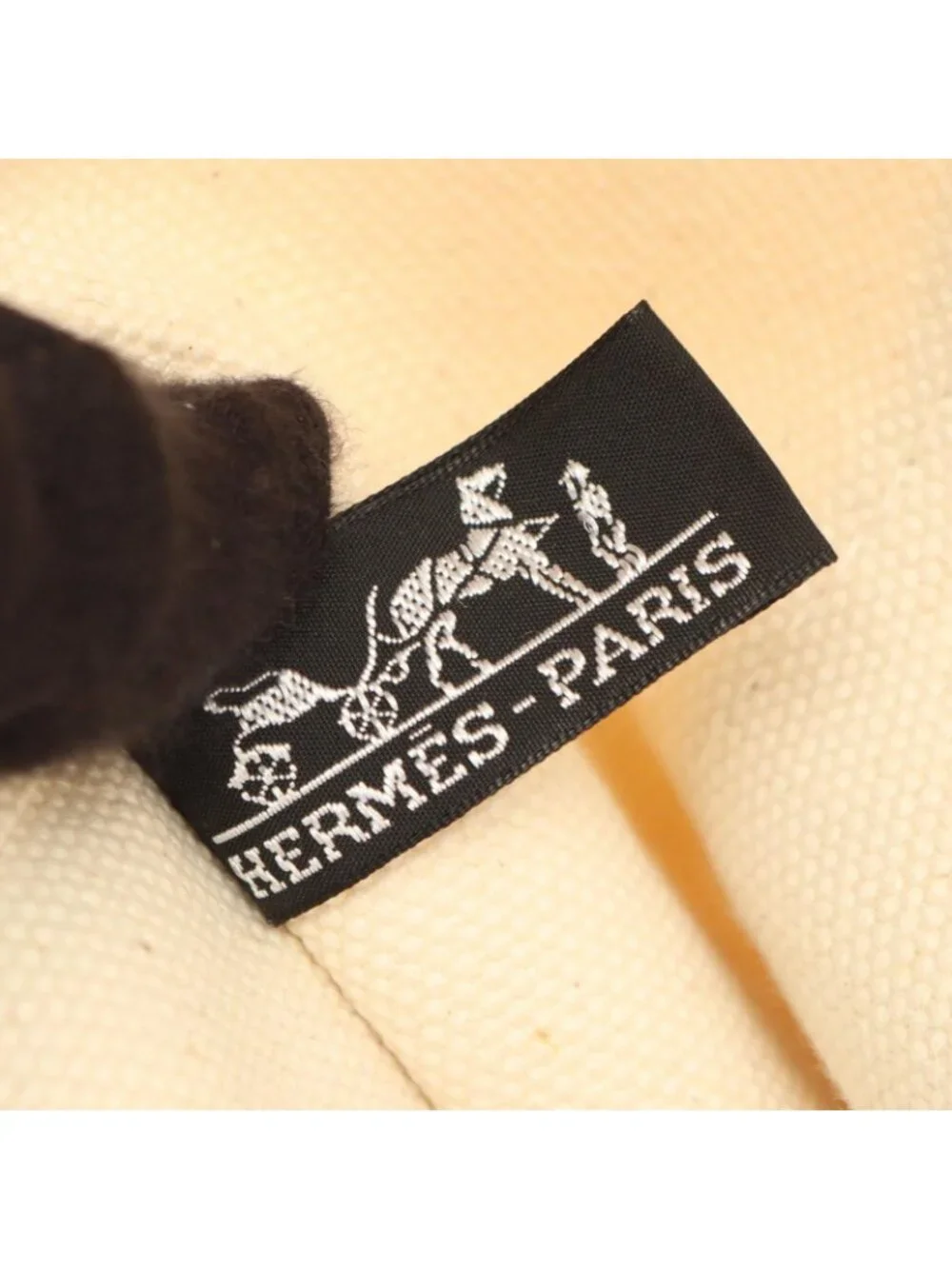Hermes Tote Bora PM Ivory Black Canvas